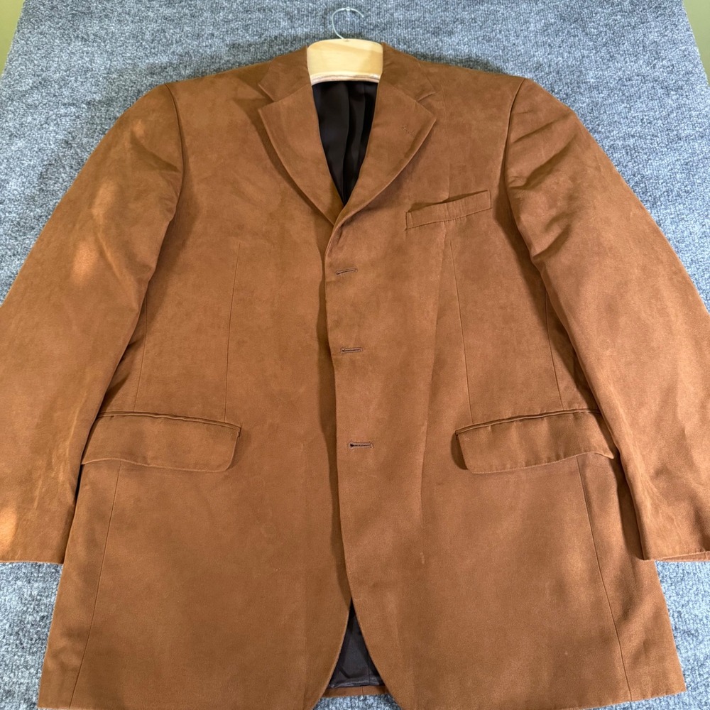 Gianfranco Ruffini Blazer Mens 42R Faux Suede Tailored 3-Button Brown Vintage